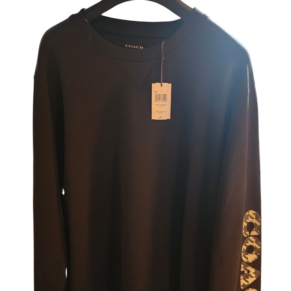 Coach Men's Size XXL Black Crewneck Sweatshirt Wild Print Sleeve Logo NWT - Picture 4 of 6